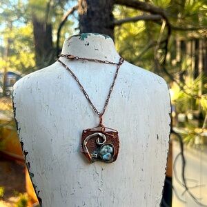 Sterling Silver, Copper & Larimar Necklace Handmade